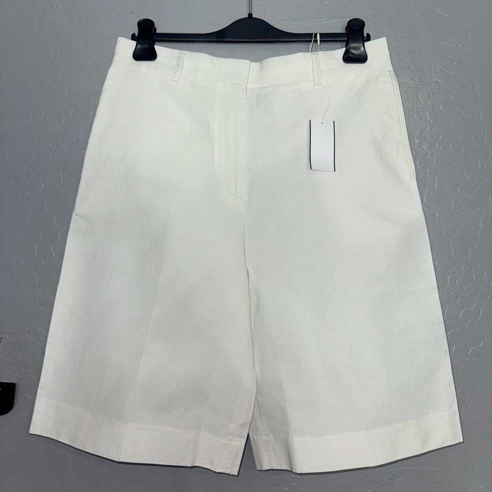 Toteme front-crease tailored shorts, Open White, 38